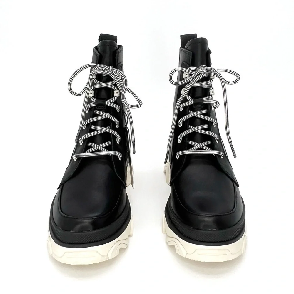 Sorel Brex Ankle Boots Womens Size 6.5 Leather Waterproof Black White New NWT